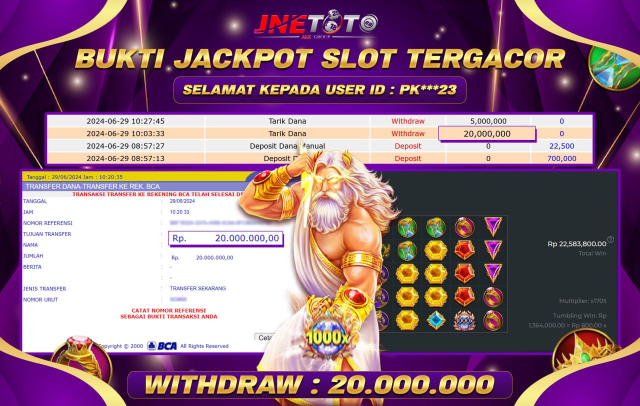 Bukti Jackpot JNETOTO Di Slot Gates Of Olympus Rp. 20.000.000 LUNAS