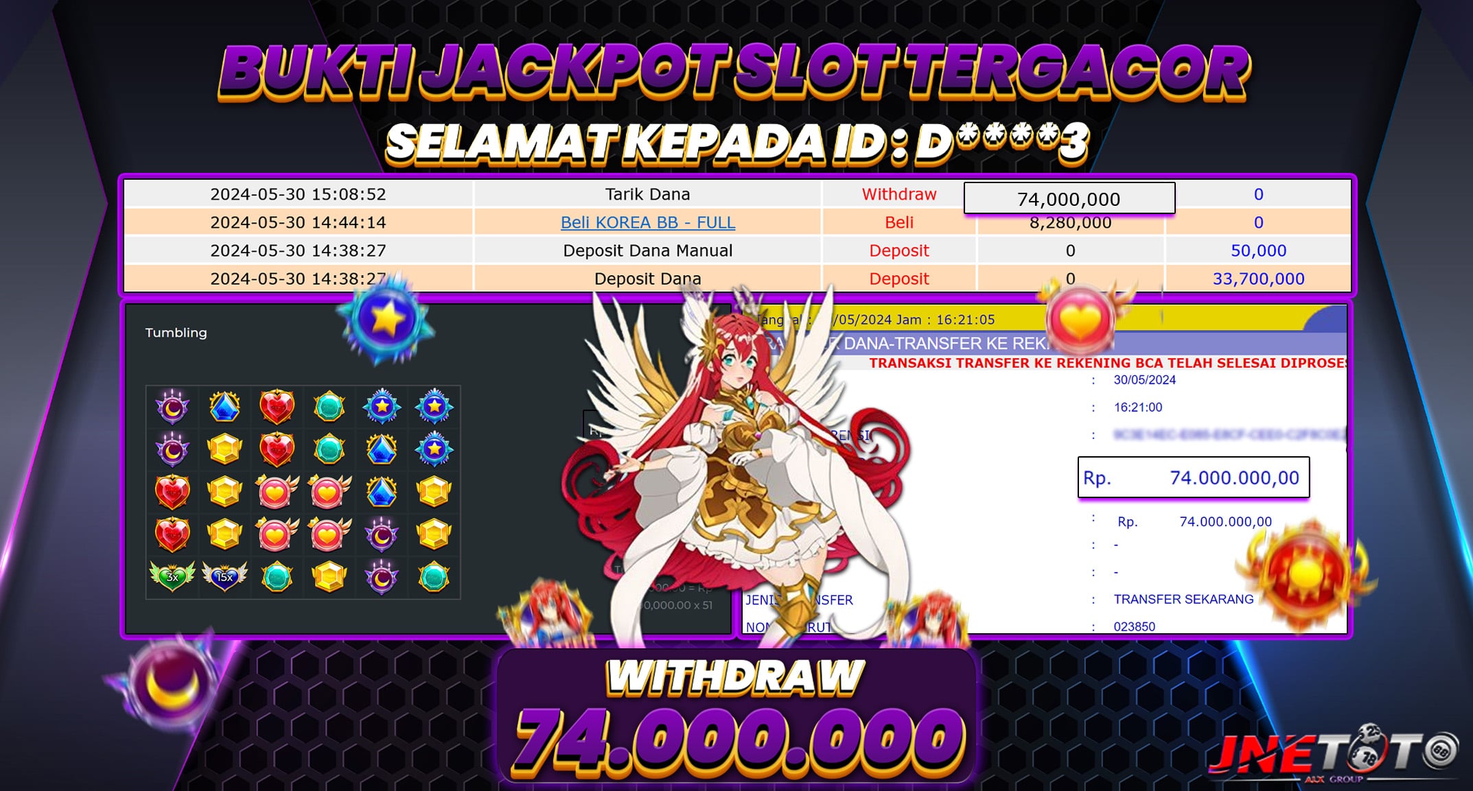 Bukti Jackpot JNETOTO Di Slot Starlight Princess Rp. 74.000.000 LUNAS