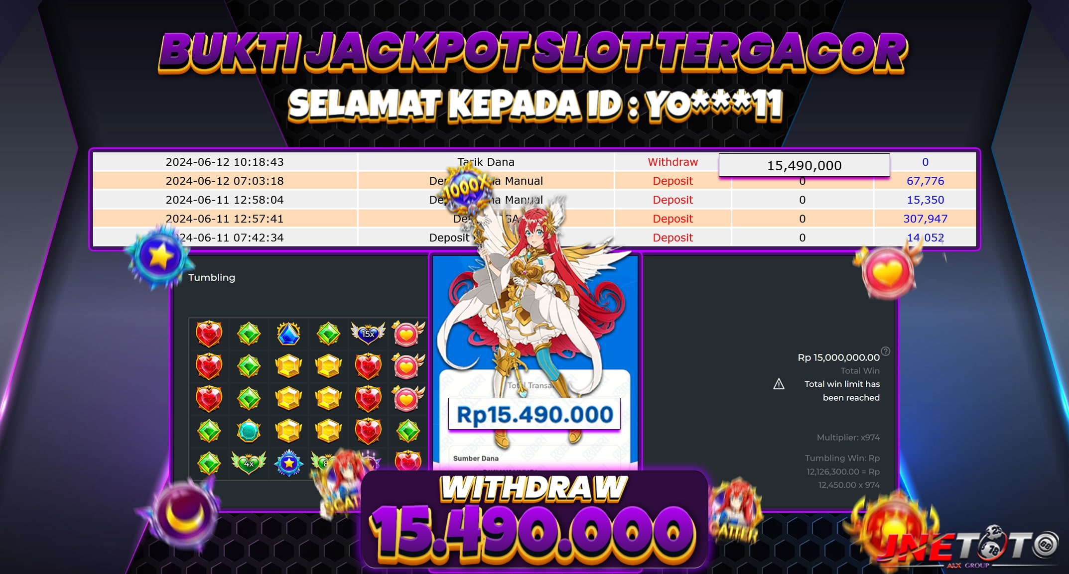 Bukti Jackpot JNETOTO Di Slot Starlight Princess Rp. 15.490.000 LUNAS