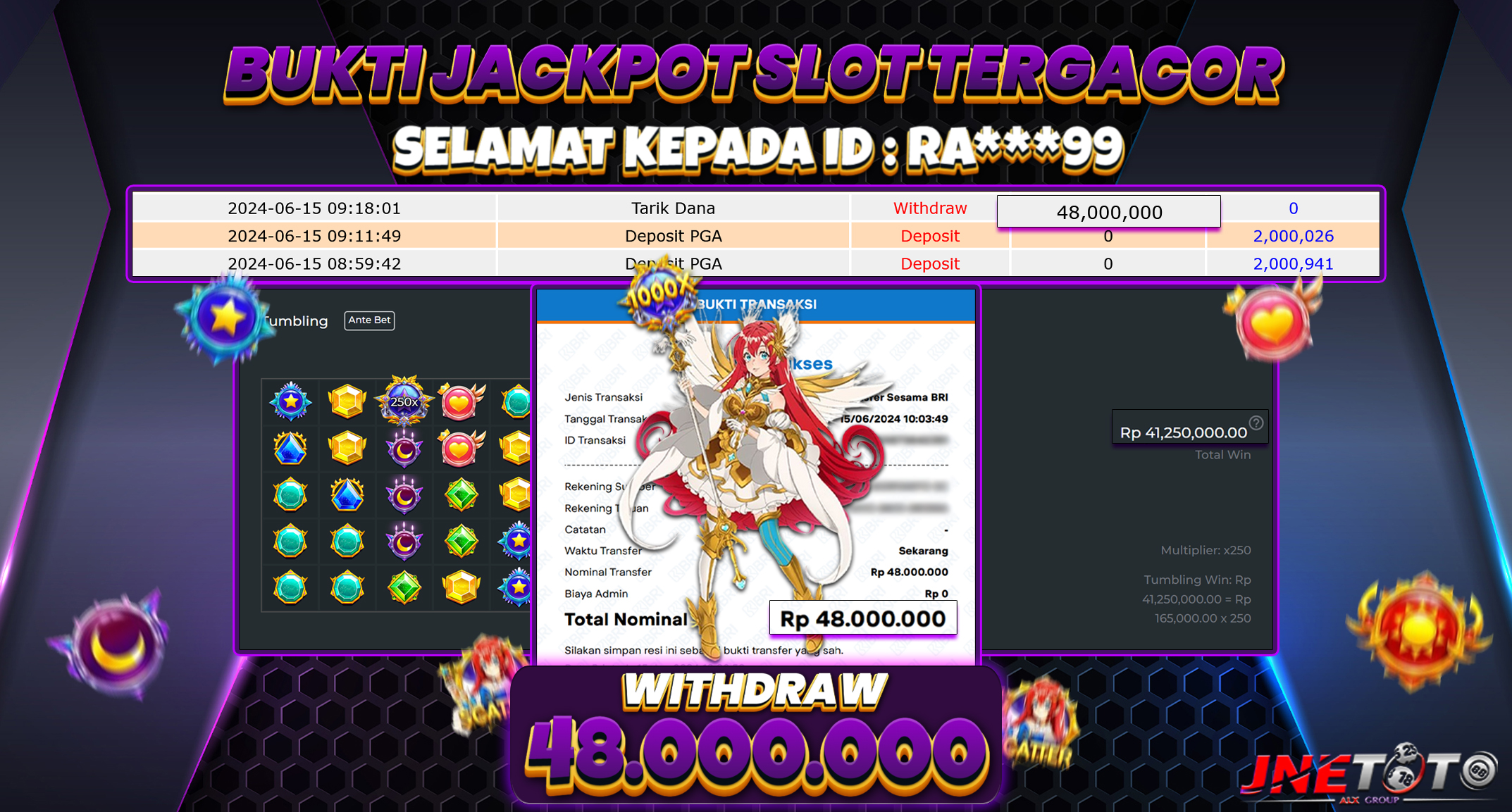 Bukti Jackpot JNETOTO Di Slot Starlight Princess Rp. 48.000.000 LUNAS