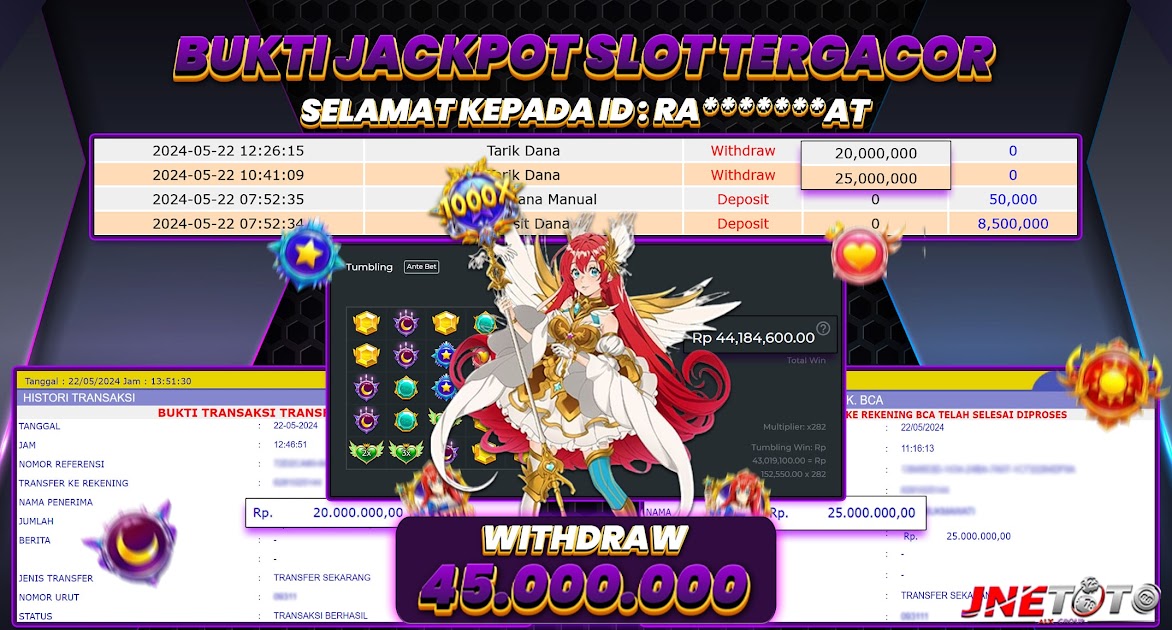 Bukti Jackpot JNETOTO Di Slot Starlight Princess Rp. 45.000.000 LUNAS