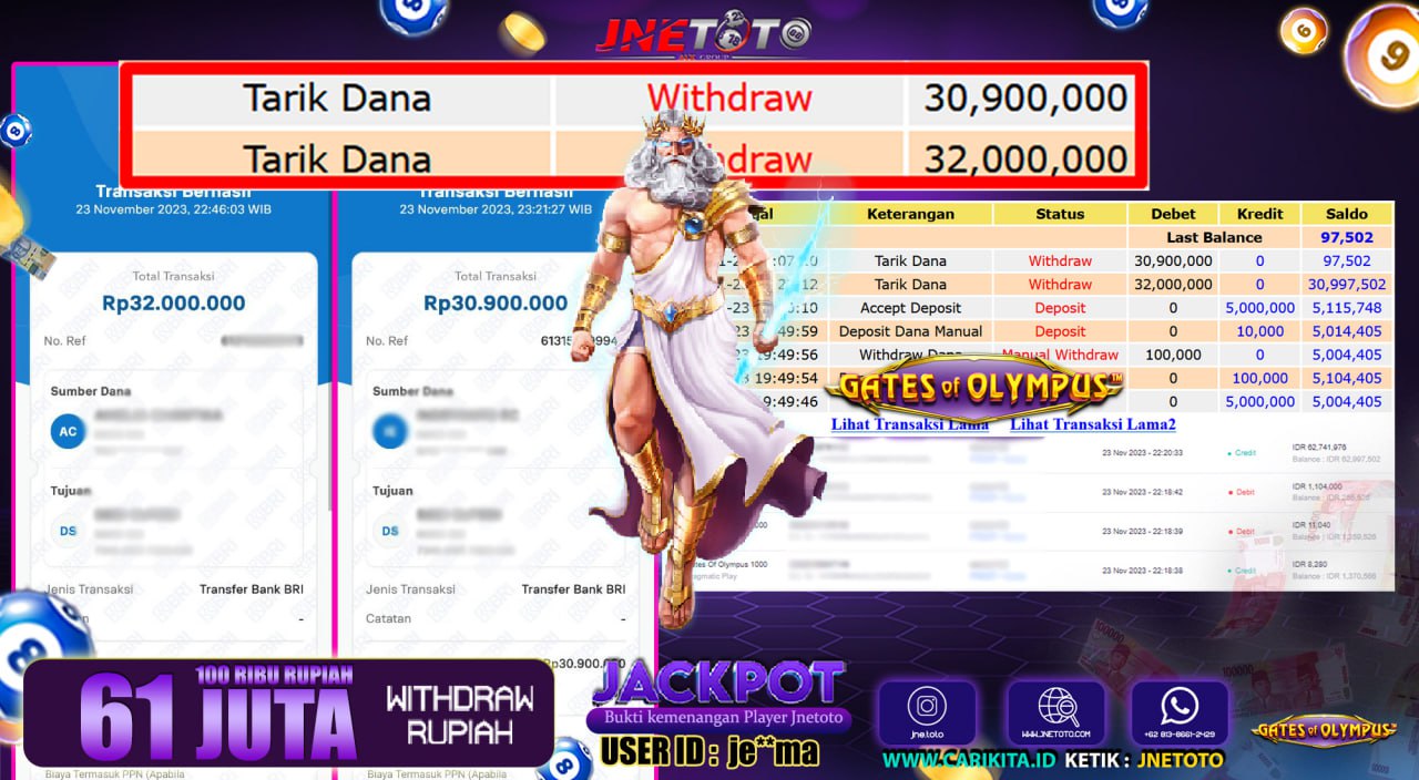 Bukti Jackpot JNETOTO Togel TOTOMACAU Rp. 21.000.000 LUNAS